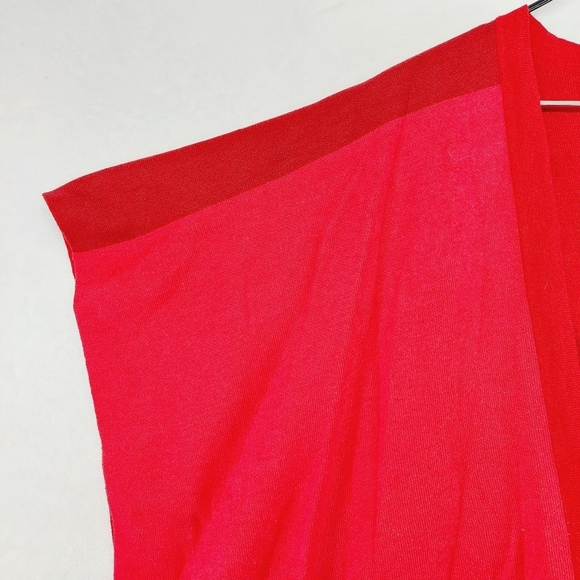 CAbi Firebrick Red Fringe Lightweight Cozy Poncho with Pockets P3115 - Picture 4 of 8